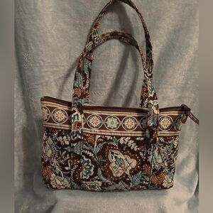 Vera Bradley Brown and Blue Floral Shoulder Bag